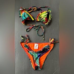 Rampage Orange Floral Bikini Set